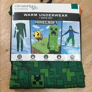Cuddl Duds Minecraft Boys Green Warm‎ Underwear Set
